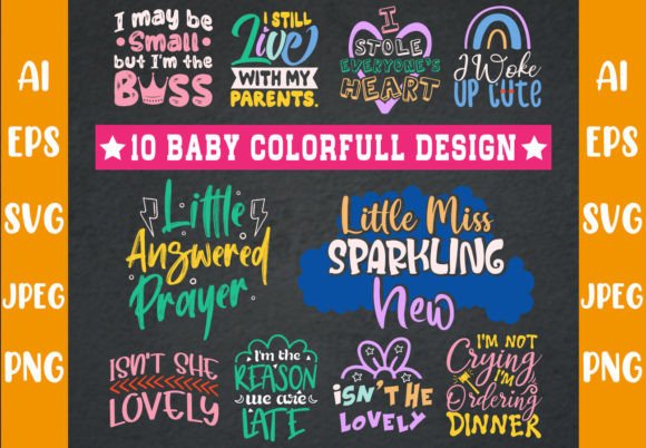 Baby Quote Bundle T-Shirt Design: Graphics & Print Templates