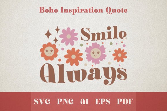 Boho Smile Always Retro Positive Groovy