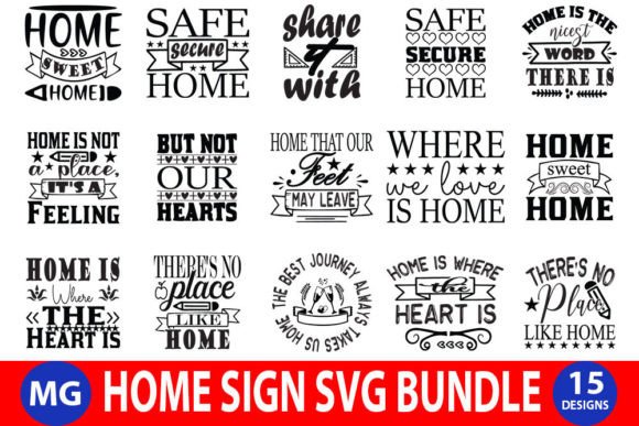 Home Sign Bundle: Graphics for Crafts & Content Publishing