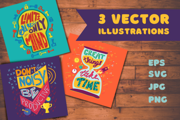 Motivational Succes Quotes Set: Graphics & Illustrations for Creative Sellers